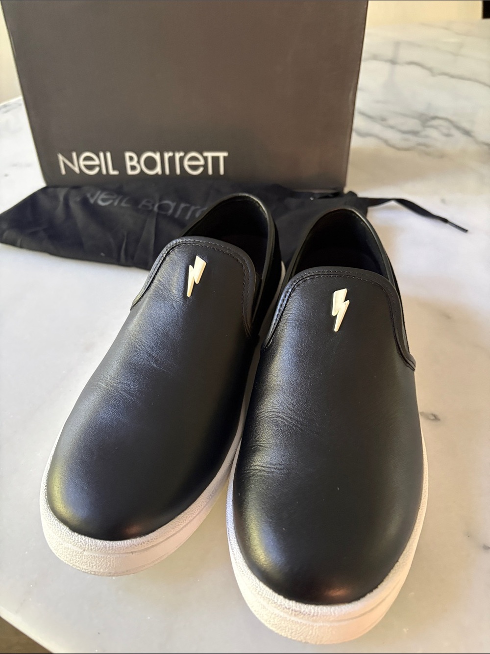 Neil Barrett Leather Slip-On Loafer Sneakers Black Like New Eu 37 -Women’s 7